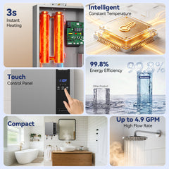 NOVIEEX 18kW Electric Tankless Water Heater – 240V, Instant Hot Water