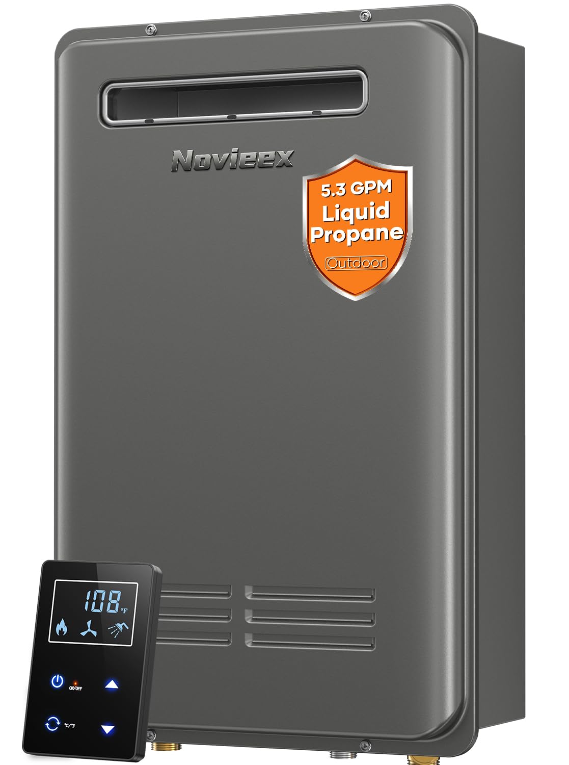 Tankless Water Heater, Novieex On Demand Water Heater Propane Gas, Up to 4.75 GPM, 100000 BTU Instant with LED Display, Indoor Installation, 2-4 Point Use for Family Bathroom Kitchen