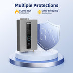Tankless Water Heater, Novieex On Demand Water Heater Natural Gas, Up to 3.6 GPM, 86,000 BTU Instant Hot Water Heater with LED Display, Indoor Installation, 2-3 Point Use for Family Bathroom Kitchen
