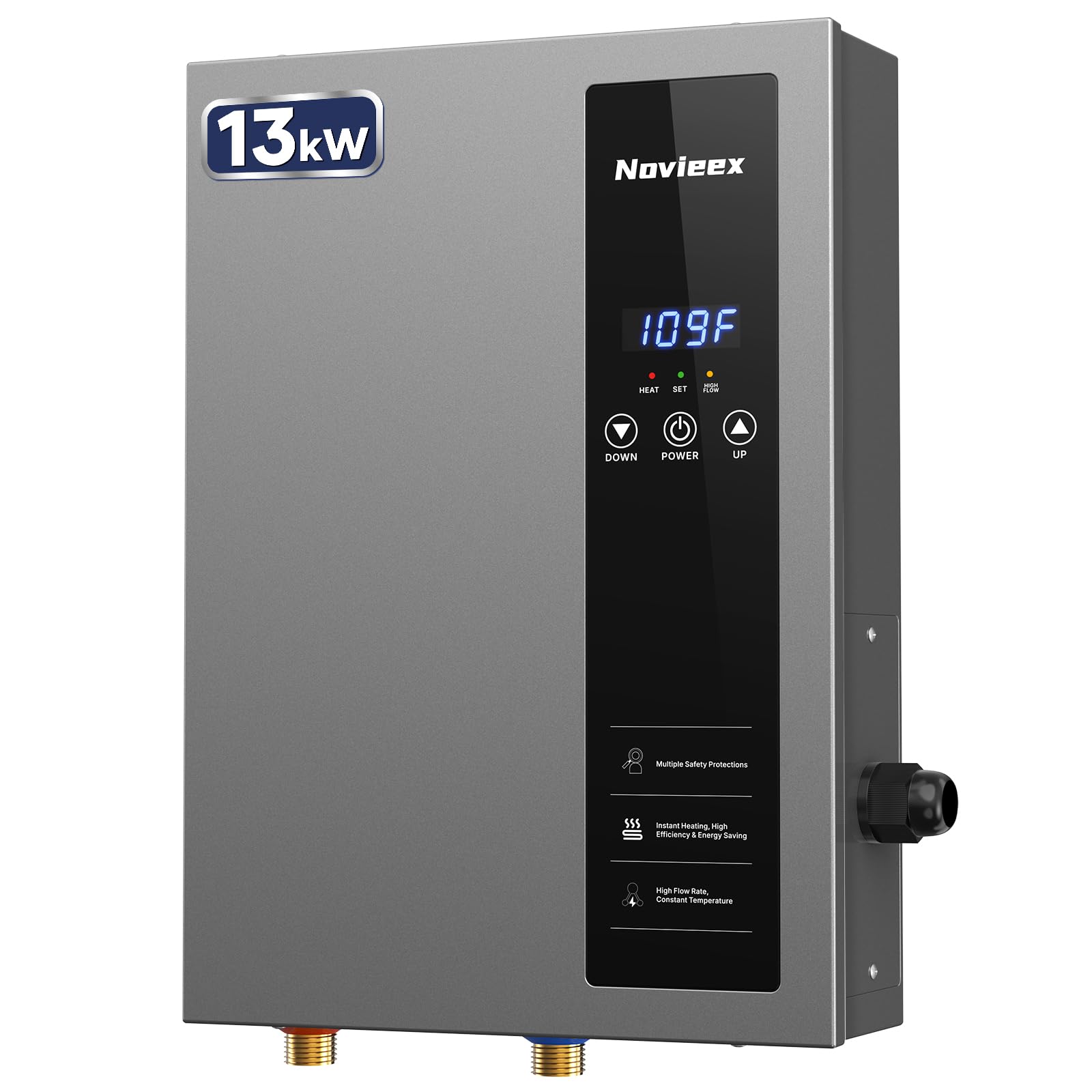 27kW Tankless Water Heater Electric, NOVIEEX 240V 3s Instant Hot Water Heater, Flow Rate Max 7.4 GPM, Supply for 3-4 Points, Indoor Installation, Heavy Duty Ideal for Whole House Use