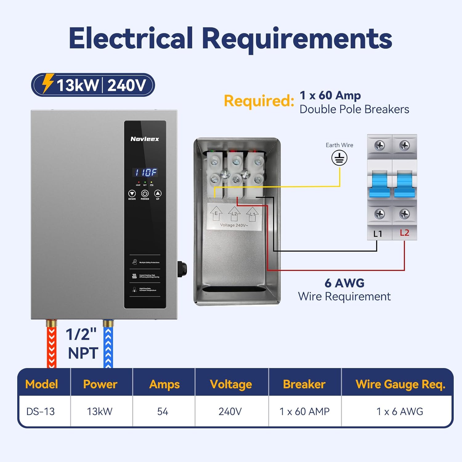 13kW Tankless Water Heater Electric