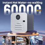 RV Water Heater, 60,000 BTU On-Demand Instant Tankless Hot Water Heater, 15"×15" White Door, 12V DC LPG Propane with Constant Temp & Anti-Freezing, CSA Certified for Camper Travel Trailer