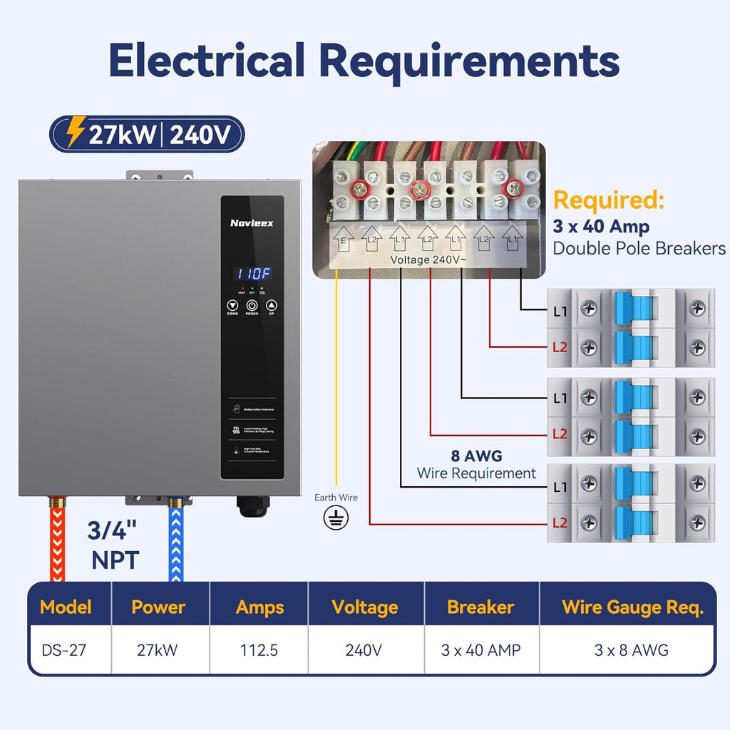 27kW Tankless Water Heater Electric